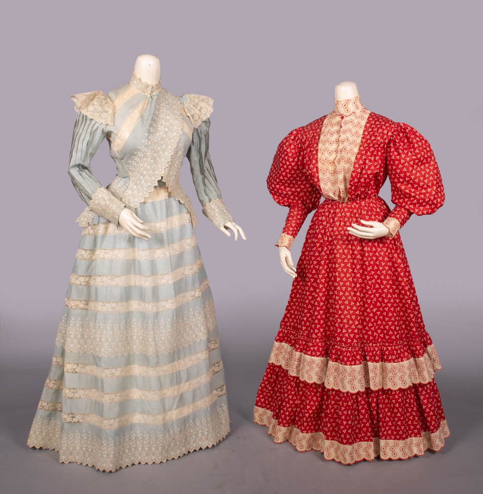 TWO COTTON HEILMANN EMBROIDERED DAY DRESS, 1890-1896 (1 of 10)