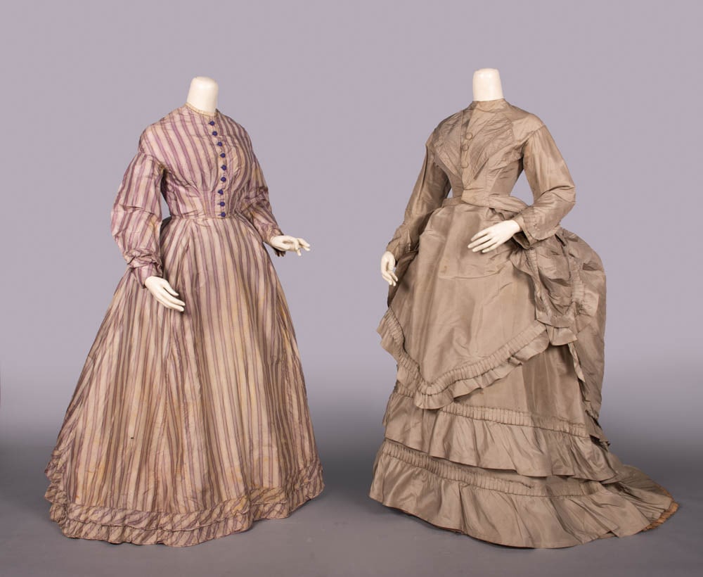 TWO SILK TAFFETA DAY DRESSES, c. 1860 & c. 1867 (1 of 11)