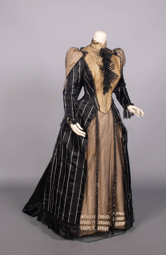 SILK & NET DINNER GOWN, c. 1888 (1 of 8)