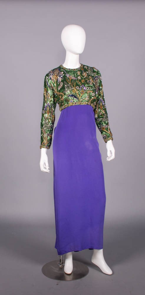 OSCAR DE LA RENTA SEQUIN & BEAD ENCRUSTED EVENING GOWN, USA, c. 1990 (1 of 10)