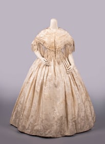 SILK DAMASK EVENING DRESS, c. 1853