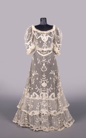 TAPE LACE & NET LINGERIE GOWN,  c. 1905