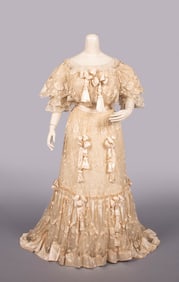 EMBROIDERED SILK TULLE TEA GOWN, BROOKLYN, 1905