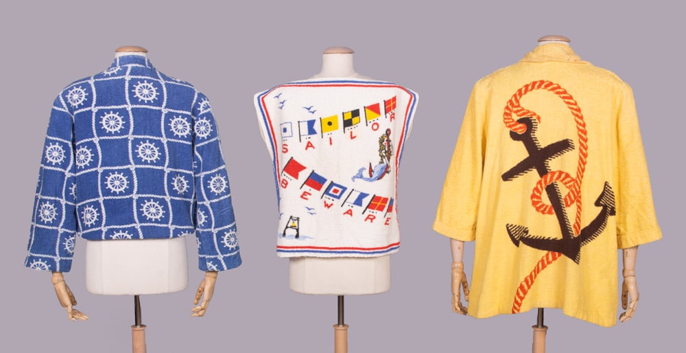 THREE TERRY CLOTH BEACH COVERUPS, CALIFORNIA, 1950s (1 of 10)