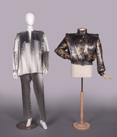 JEAN CLAUDE DE LUCA FUTURIST PARTY SUIT & LAME' LEOPARD JACKET, PARIS, 1980s