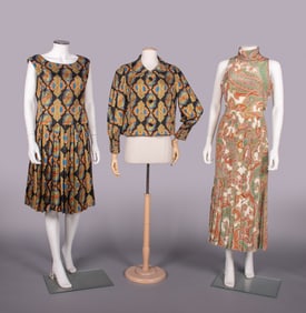 GALANOS & VALENTINO PRINTED SILK ENSEMBLES, USA & ITALY, 1970-1980s