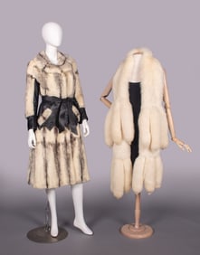 MINK & LEATHER COAT & ARCTIC FOX FUR STOLE, OHIO, 1970s
