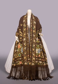 HAND EMBROIDERED CANTON SHAWL, 1850s