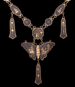 GROUP OF DAMASCENE, BLACK CORAL, GOLD & ONYX JEWELRY, 20TH C