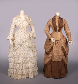 TWO LINEN OR SILK DAY DRESSES, 1878-1880