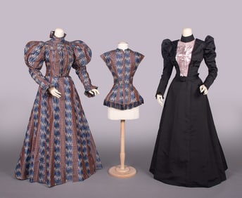 TWO SILK TAFFETA OR FAILLE DAY DRESSES, 1895-1897