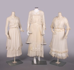 THREE COTTON AFTERNOON OR LINGERIE DRESSES, USA, 1912-1918