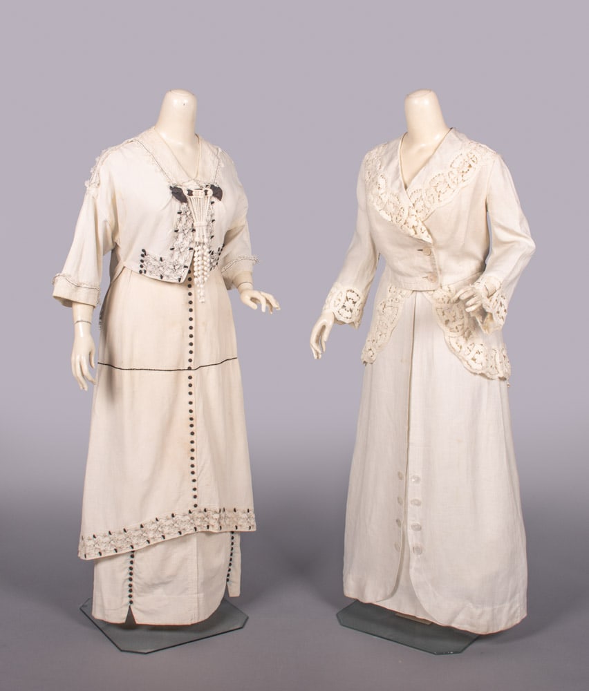 TWO COTTON OR LINEN WALKING ENSEMBLES, c. 1913 (1 of 9)