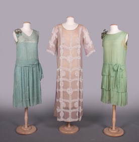 THREE CHIFFON OR GEORGETTE PARTY DRESSES, 1920s