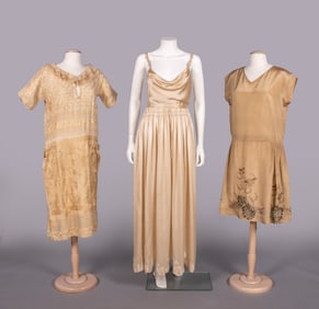 UNLABELED MOLYNEUX EVENING GOWN & AFTERNOON OR PARTY DRESSES, 1920-1930s