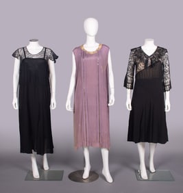 THREE CREPE & LACE DRESSES, c. 1920-1930
