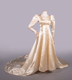 SILK SATIN WEDDING GOWN, c. 1938