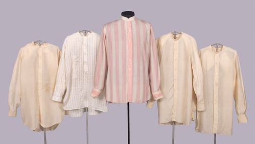 FIVE MENS COTTON & SILK SHIRTS, USA, 1900-1920s