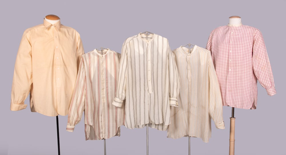 FIVE COTTON OR SILK MENS SHIRTS, 1910-1930s (1 of 8)