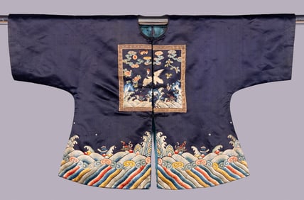 CHINESE EMBROIDERED JACKET W/ CRANE RANK BADGE, LATE 19TH C