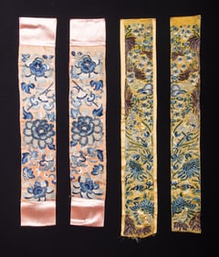 TWO SETS OF EMBROIDERED SLEEVE BANDS, CHINA, EARLY 20TH C