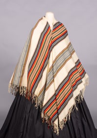POLISH STRIPE WOOL SHAWL, 1840s