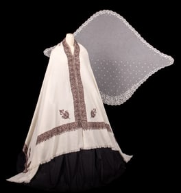 TWO EMBROIDERED SHAWLS, 1830s & MID 20TH C