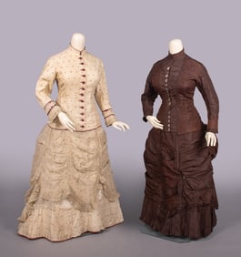 TWO TAFFETA OR BAREGE DAY DRESSES, c. 1878
