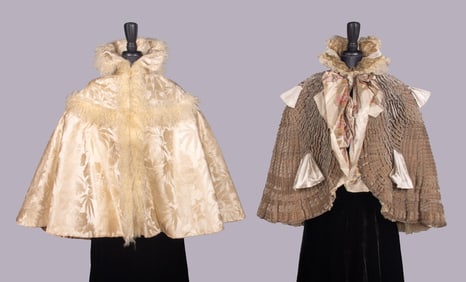 TWO PATTERNED SILK OR VELVET EVENING CAPELETS, NEW YORK, 1900-1905