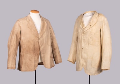 TWO PINA FIBER OR LINEN SUMMER COATS, 1860s