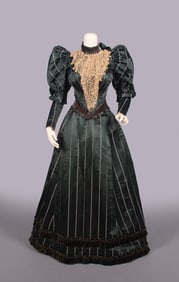 SILK SATIN & VELVET DAY DRESS, BALTIMORE, c. 1889