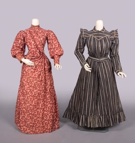 TWO COTTON AT-HOME DRESSES, c. 1888-1898