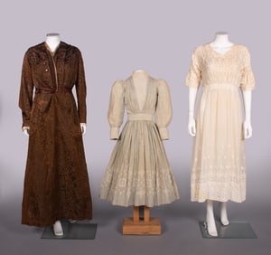 THREE SILK OR COTTON DAY DRESSES, 1905-1915