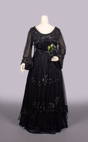 BEADED & SEQUINED SILK EVENING DRESS, BALTIMORE, 1910