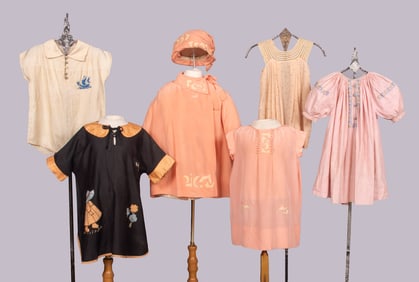 FIVE SILK OR COTTON CHILDREN'S OUTFITS, BOSTON, 1920-1930s