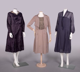 THREE SILK OR COTTON DAY DRESSES, 1920-1928