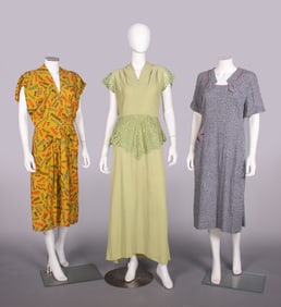 THREE DAY OR EVENING DRESSES, USA, 1940s