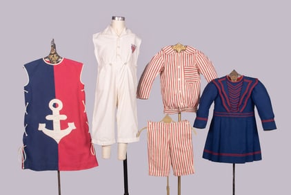 FOUR NAUTICAL OR SEASIDE CHILDREN'S ENSEMBLES, 1890-1960s