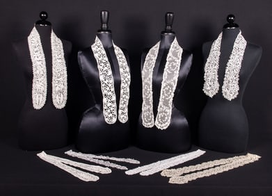 EIGHT FINE LACE TIPPETS, 1810-1900s
