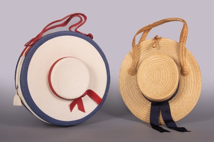 TWO NOVELTY HAT BAGS BY JOSEF, ITALY, 1950-1960s