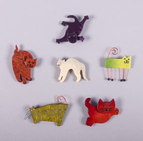 SIX PAVONE CAT BROOCHES, PARIS