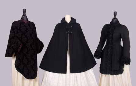 THREE CISELE VELVET OR WOOL OUTWEAR GARMENTS, 1880-1890s
