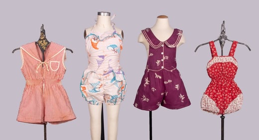 FOUR GIRLS ROMPERS, BATHING OR PLAYSUITS, USA, 1940-1950s