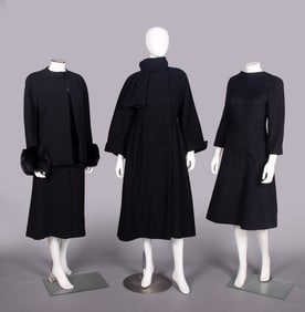 FOUR PAULINE TRIGERE WOOL COATS & DRESSES, USA, 1960-1980s