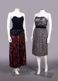TWO BILL BLASS STRAPLESS EVENING DRESSES, USA, 1980s