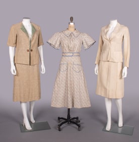 THREE LINEN OR COTTON DAY ENSEMBLES, 1935-1939