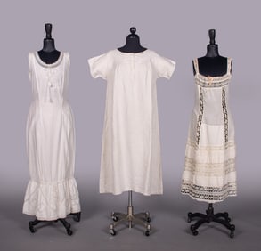 THREE CHEMISE OR NIGHTDRESSES, 1860-1870s & c. 1900