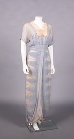 HOBBLE SKIRT COTTON CREPE DAY DRESS, c. 1914