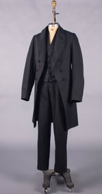 GENTS THREE PIECE BROADCLOTH & SILK ENSEMBLE, c. 1861