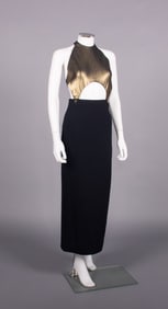 GEOFFREY BEENE LAME' CUTAWAY HALTER DRESS, USA, FALL 1999